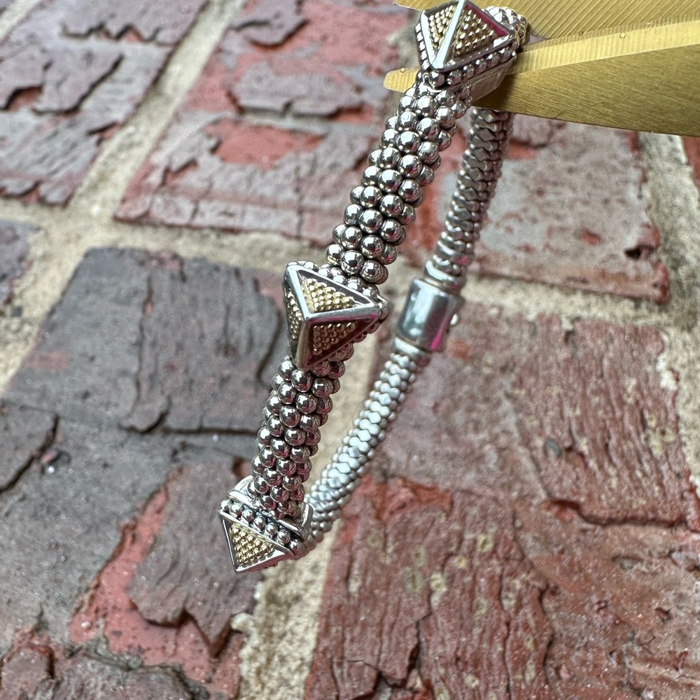 Lagos three pyramid station silver and Gold Beaded Bracelet - Picture 5 of 5